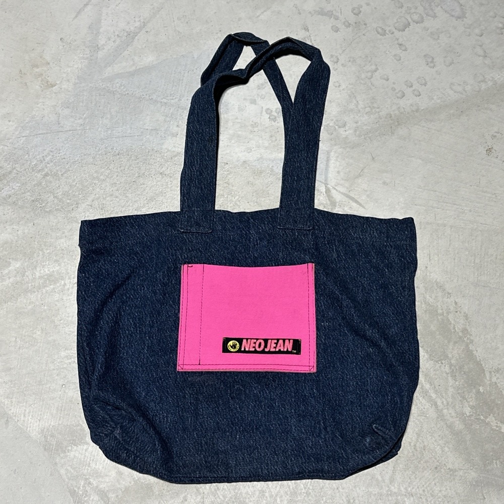 Vintage 1990s Body Glove Denim Purse Gym Bag Neo Jean Y2K Beach Neon
